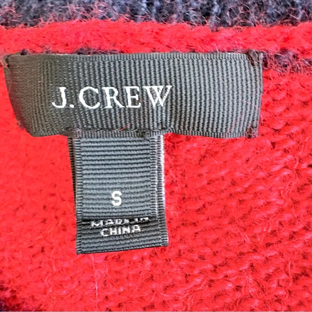J. Crew Red & Navy Sequin Wool Mohair Blend Crewneck Sweater Small